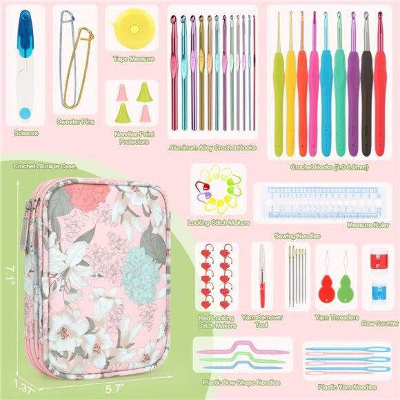 Crochet Hooks Set with Crochet Case,73-Piece Crochet Hooks Knitting Accessories - Picture 3 of 6